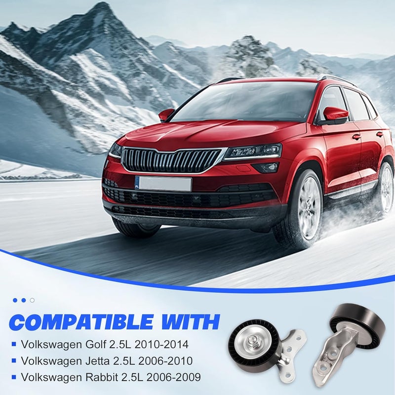 loosoo 38314 38315 Belt Drive Tensioner,Idler Pulleys,Serpentine Drive Belt Fit for VW/Volkswagen Golf 2010-2014 2.5L/Jetta 2006-2010 2.5L/Rabbit 2006-2009 2.5L,Replace K050418 K050364 07K903315G - Image 2